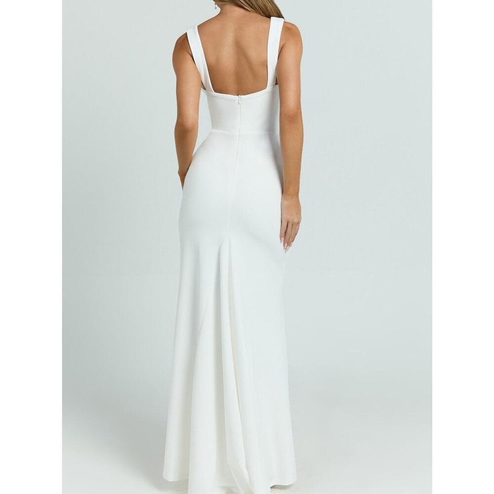NWT REVOLVE Australia SHOWPO Tabitha cowlneck high split ivory maxi dress US 8 - Picture 5 of 12